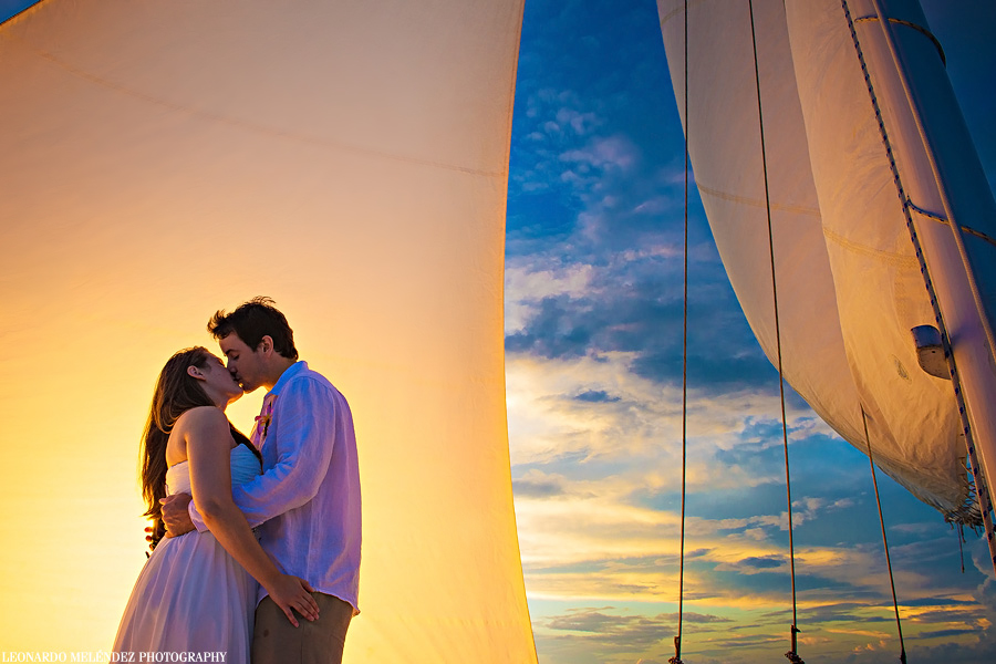Belize sailboat wedding, Ambergris Caye. Belize wedding photography by Leonardo Melendez Photography.